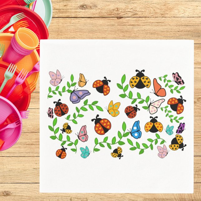 Lady Lovebug and Butterflies Party Napkins (Creator Uploaded)