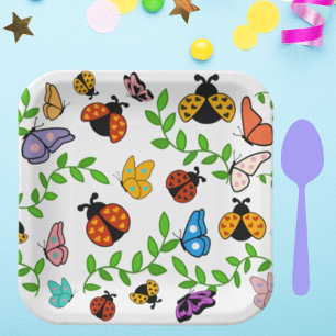 Lady Lovebug and Butterflies Party Paper Plates