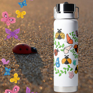 Lady Lovebug and Butterflies Water Bottle