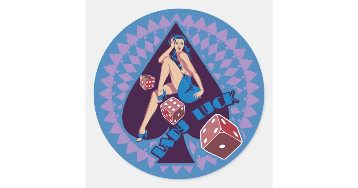 Lady Luck Classic Round Sticker | Zazzle