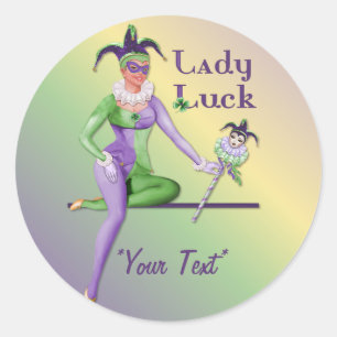 Lady Luck Harlequin Classic Round Sticker