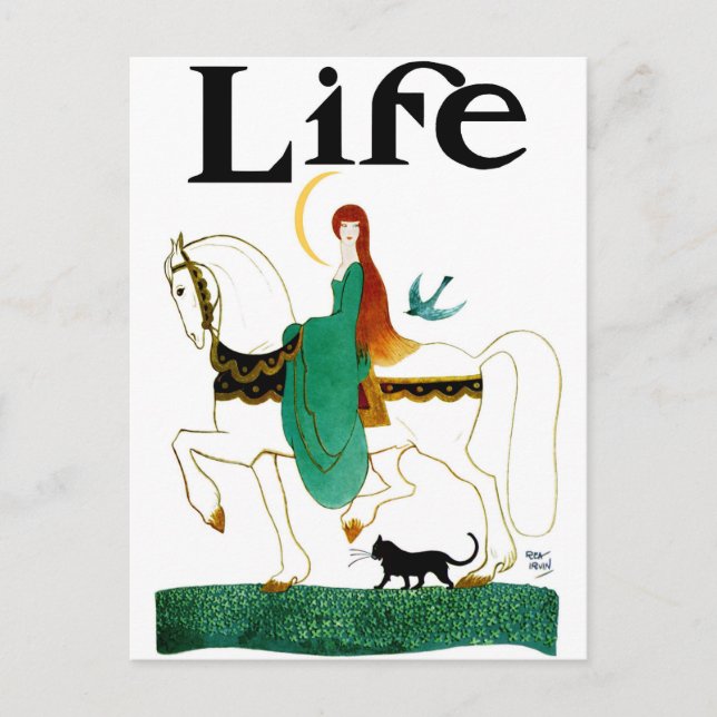 "LADY LUCK" RIDING HORSE POSTCARD (Front)