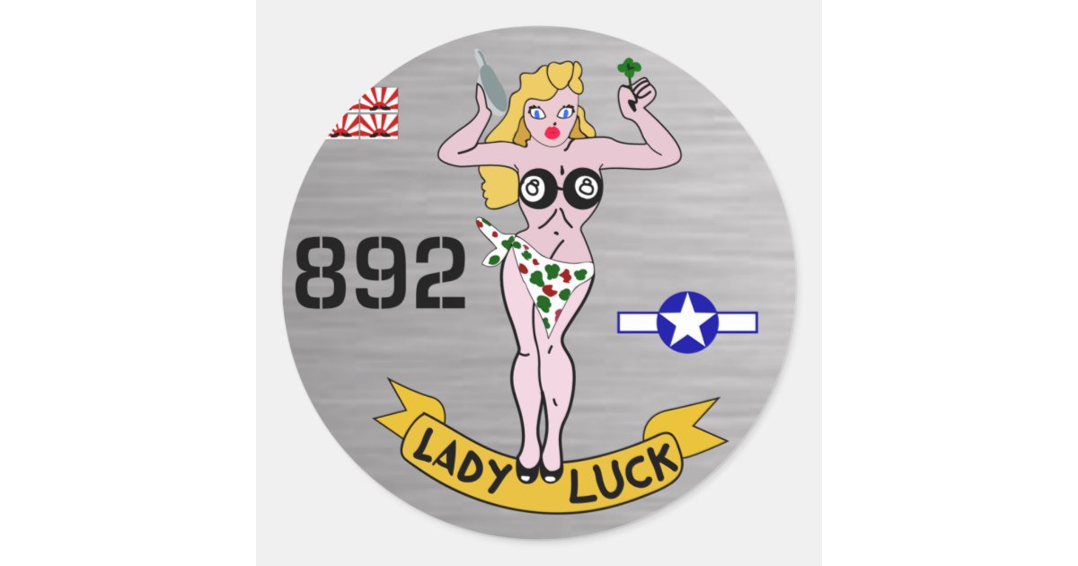 Lady Luck WWII Nose Art Classic Round Sticker