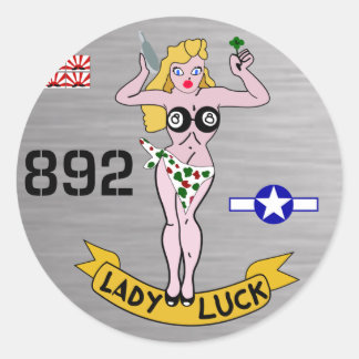Lady Luck WWII Nose Art Classic Round Sticker
