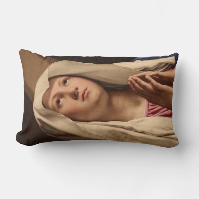 Lady Madonna Praying (Virgin Mary) (Christian Art) Lumbar Pillow (Front)