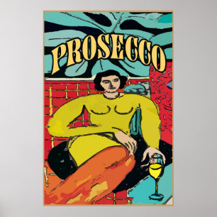 Lady Matisse with Prosecco Wine Poster