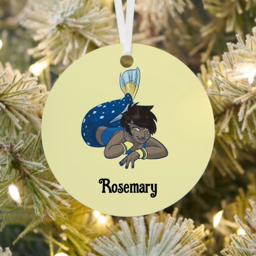 Lady mermaid custom name metal ornament