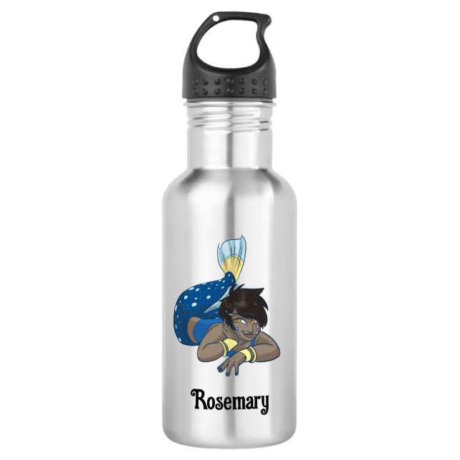 Lady mermaid custom name stainless steel water bottle (Front)