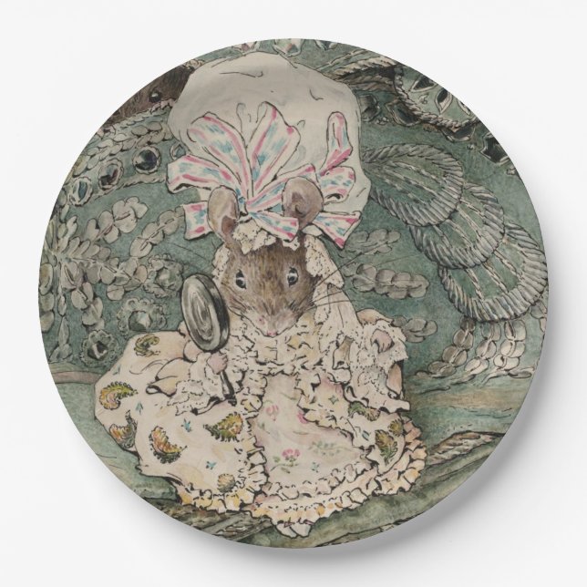 Lady Mouse in a Mob Cap (by Beatrix Potter) Paper Plates (Front)