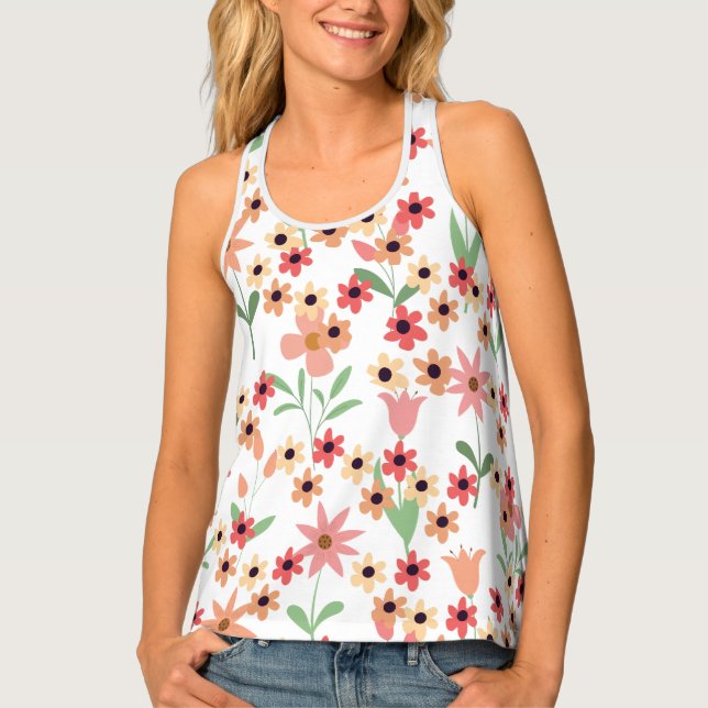 Lady Musculosa with Flowers Tank Top (Front)