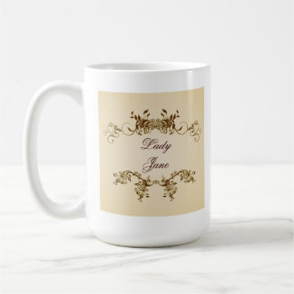 Lady Name Elegant Royal Beige Script Cup