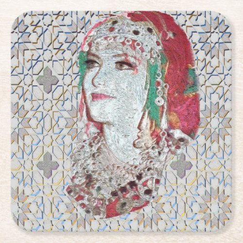 Lady of Atlas II Square Paper Coaster