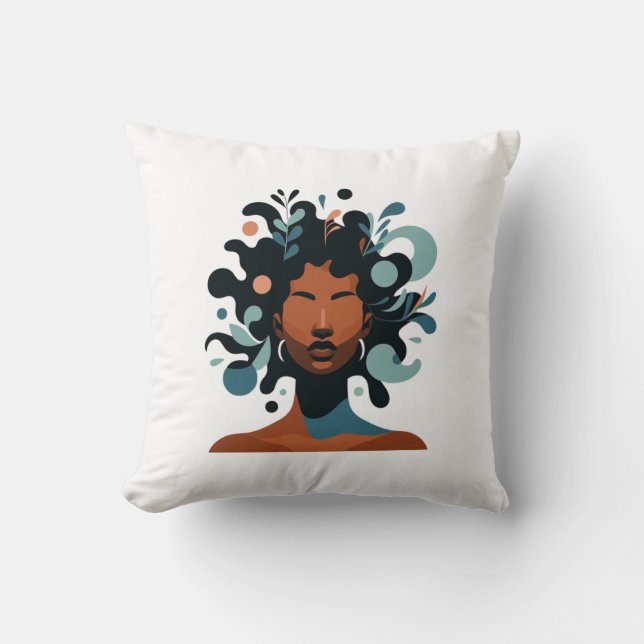 lady of colors throw pillow (Front)