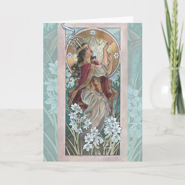 Lady of December Art Nouveau Birthstone Series Holiday Card (Front)