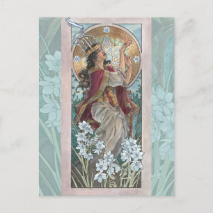 Lady of December Art Nouveau Birthstone Series Postcard