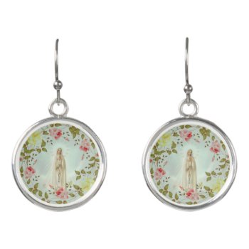 Lady Of Fatima Roses Wreath Earrings by ShowerOfRoses at Zazzle