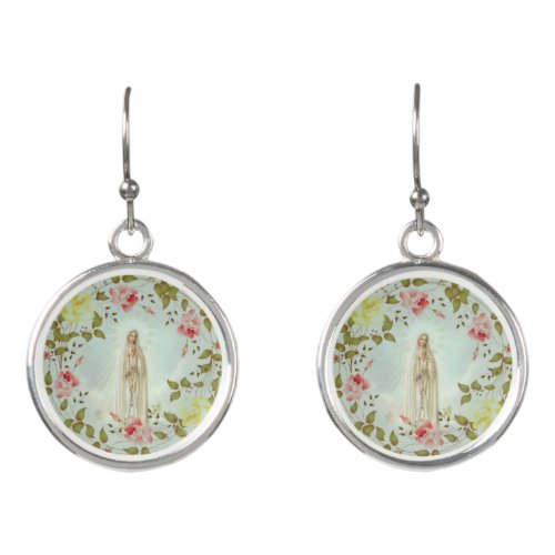 LADY OF FATIMA ROSES WREATH EARRINGS