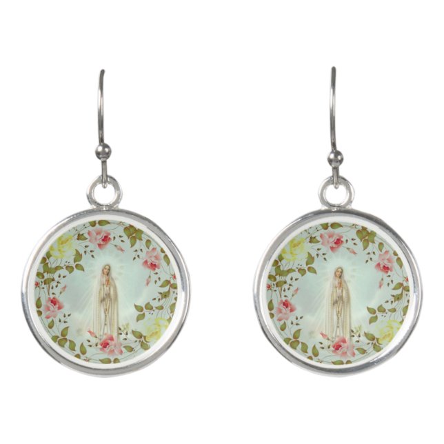 LADY OF FATIMA ROSES WREATH EARRINGS (Front)