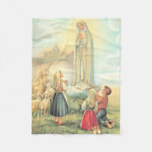 Lady of Fatima Three Children Sheep Church Fleece Blanket