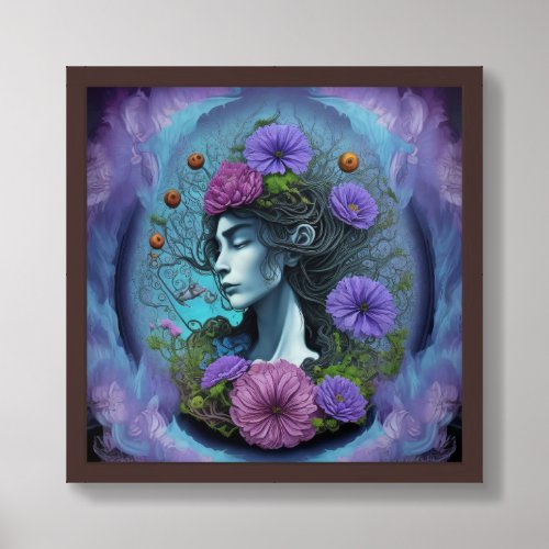 Lady of Flowers _ Surrealist Girl Portrait Framed Art