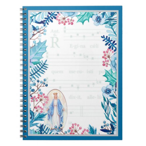 Lady of Grace  Blue Floral  Gregorian Chant Notebook