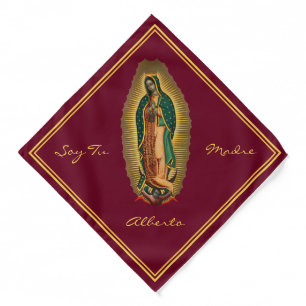 Lady of Guadalupe Mexican Hispanic Burgundy Retro Bandana