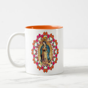 Lady of Guadalupe Virgin Mary Catholic Orange Two-Tone Coffee Mug
