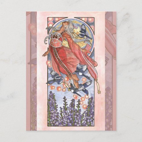 Lady of July Art Nouveau Birthstone Series Postcard