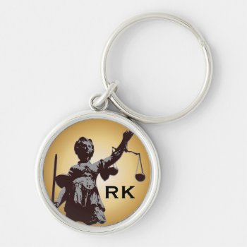 Lady Of Justice With Scales With Monogram Keychain by Sideview at Zazzle
