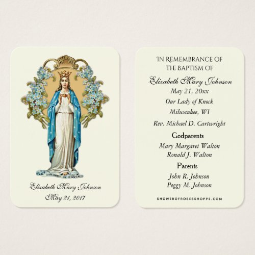 Lady of Knock Baptism Christening Remembrance Card