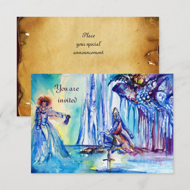 LADY OF LAKE EXCALIBUR Magic and Mystery Parchment Invitation (Front/Back)