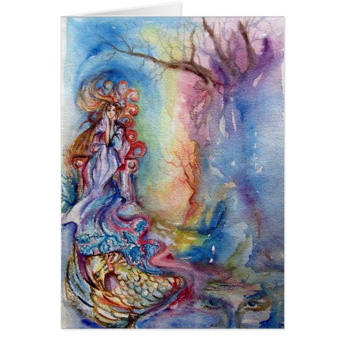 LADY OF LAKE Magic and Mystery Fantasy Watercolor