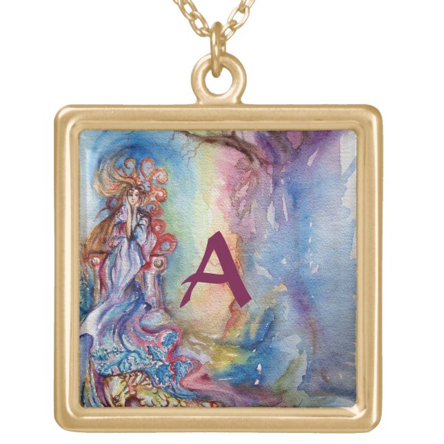 LADY OF LAKE , Magic and Mystery monogram Gold Plated Necklace (Front)