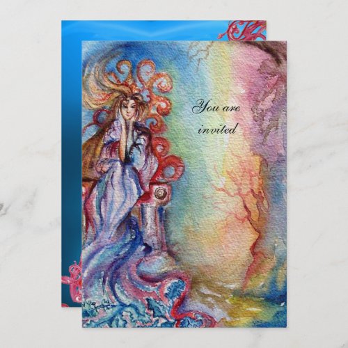 LADY OF LAKE  vibrant  blue pink gem blue Invitation