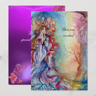 LADY OF LAKE , vibrant blue pink gem purple Invitation
