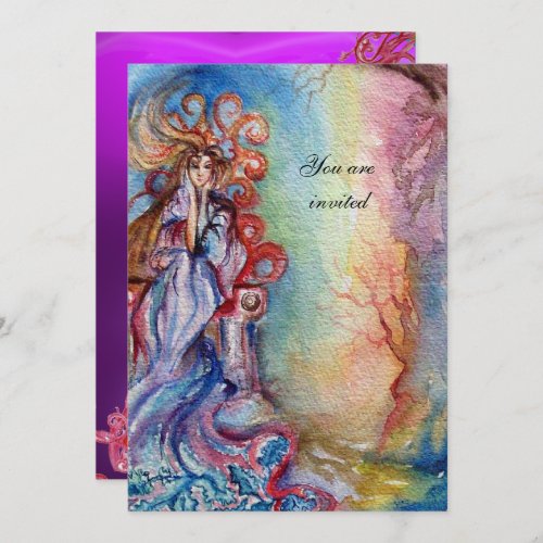 LADY OF LAKE  vibrant  blue pink gem purple Invitation