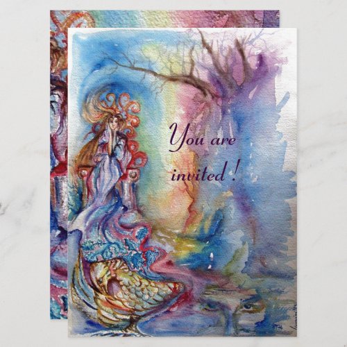 LADY OF LAKE  vibrant blue pink Invitation