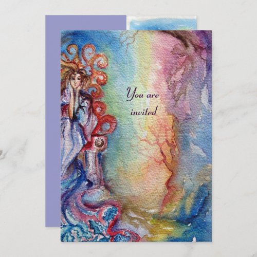 LADY OF LAKE  vibrant bright blue pink violet Invitation