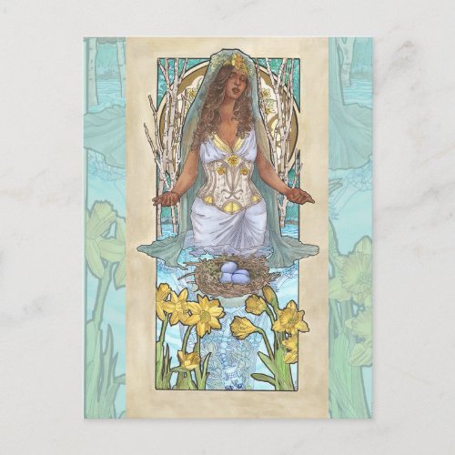 Lady of March Art Nouveau Birthstone Series Postcard
