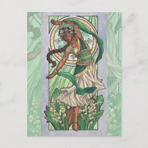 Lady of May Art Nouveau Birthstone Series Postcard
