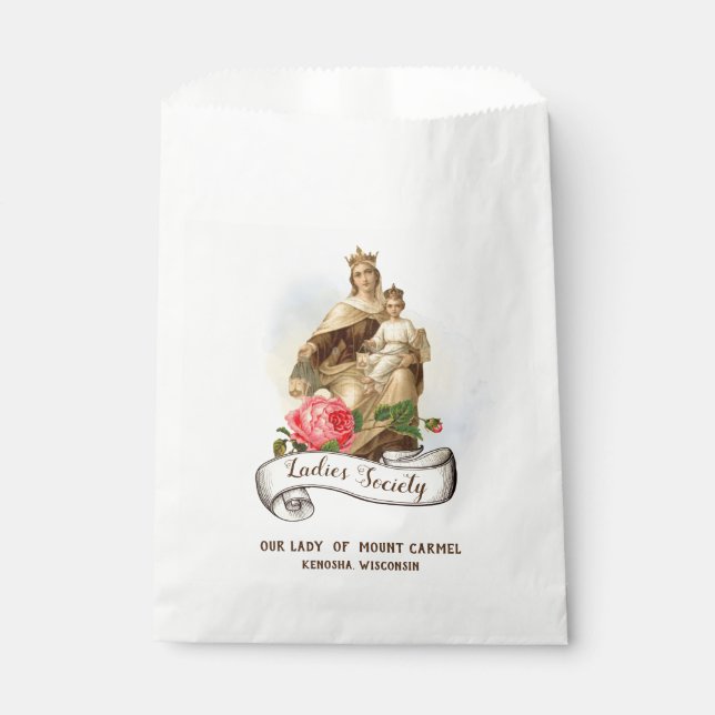 Lady of Mount Carmel Jesus Scapular Religious Favor Bag (Front)