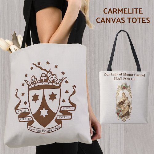 Lady of Mount Carmel with Shield Coat of Arms Tote Bag