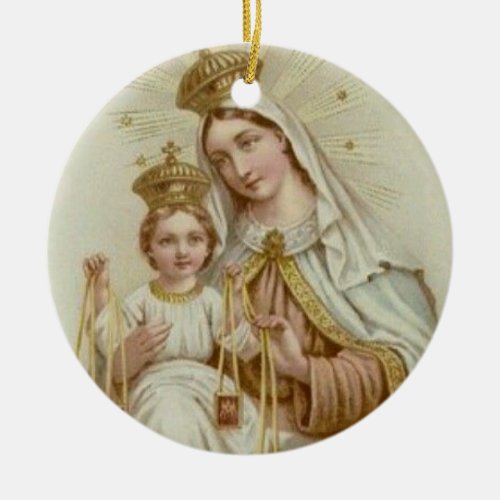 Lady of Mt Carmel with the Baby Jesus Ceramic Ornament