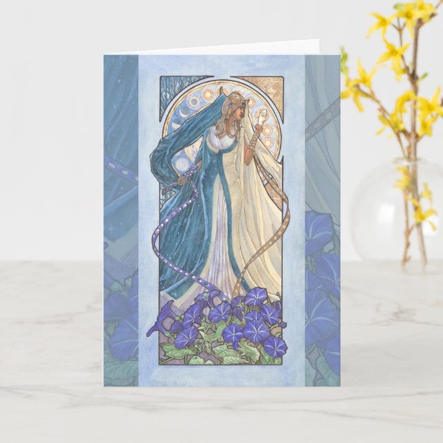 Lady of September Art Nouveau Birthstone Series Card (Yellow Flower)
