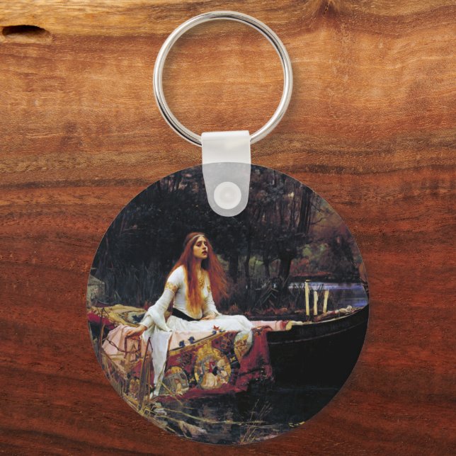 Lady Of Shallot Boat JW Waterhouse Romantic Art Keychain (Front)