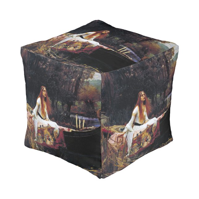 Lady Of Shallot Boat JW Waterhouse Romantic Art Pouf (Angled Front)