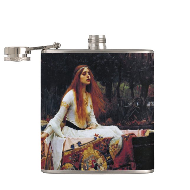 Lady Of Shallot on Boat J.W. Waterhouse Fine Art Flask (Opened)