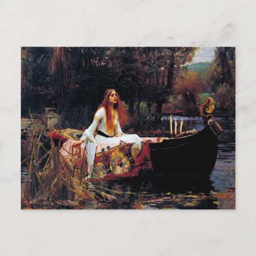 Lady Of Shallot on Boat JW Waterhouse Fine Art Postcard