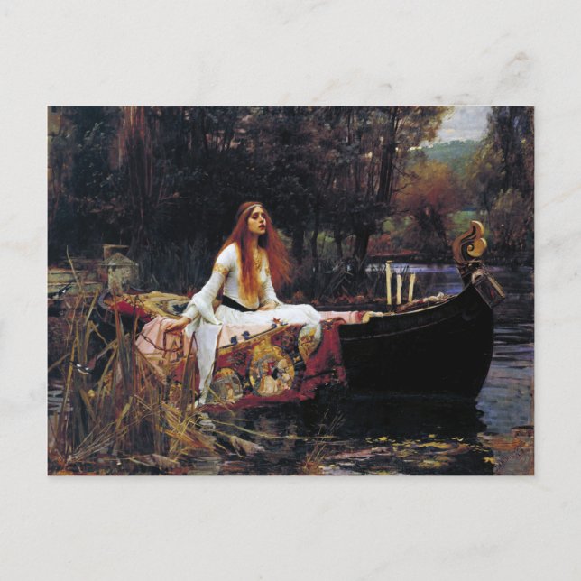 Lady Of Shallot on Boat JW Waterhouse Fine Art Postcard (Front)