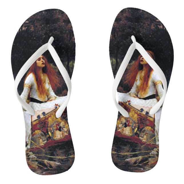 Lady Of Shallot on Boat Waterhouse Art Flip Flops (Footbed)